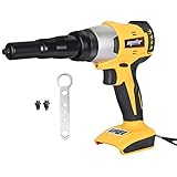 Cordless Rivet Gun for Dewalt 20V Max Battery, Electric Blind Riveter Tool Kit with Manual & Automatic & Memory Mode for 3/16', 5/32', 1/8' Rivet, Suitable for Metal, Plastic and Leather - No Battery