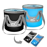 IFWELL Collapsible Bucket with Handle 5 Gallon Portable Folding Bucket Upgraded Ultra Lightweight Outdoor Basin Pail for Fishing, Camping, Hiking, Car Washing and More (Blue Black, 20L-20L)