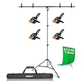 EMART 8.5 x 5ft T-Shape Portable Backdrop Stand, Background Support Stand Kit Adjustable Photo Backdrop Stand with 4 Spring Clamps & Carry Bag for Party, Photography, Video, Studio