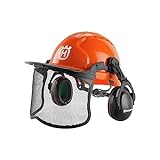 Husqvarna Functional Forest Chainsaw Helmet with Metal Mesh Face Shield - Orange
