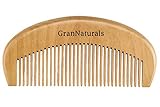 GranNaturals Wooden Comb for Detangling & Styling Wet or Dry Curly, Thin, Thick, Wavy, or Straight Hair - Small Pocket Sized Fine Tooth Natural Wood Comb for Women