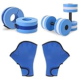 Water Dumbbells Set, 6 Pieces Water Aerobic Exercise Foam Dumbbell Set Pool Resistance, Detachable Aquatic Dumbells, Resistance Gloves, Aquatic Cuffs, Water Workout Fitness Tools for Weight Loss