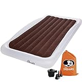 The Shrunks Sleepover Travel Bed Portable Inflatable Air Mattress Bed for Familes for Travel or Home Use, White, Twin Size 78 by 43 inches
