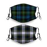 2 Pack Unisex Cloth Face Mask,Stylish Gordon Dress Tartan Plaid Face Cover Washable and Reusable Dust Cover Protective Balaclava Mask for Outdoor School Shopping Sport