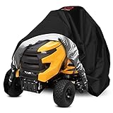 Riding Lawn Mower Cover, Heavy Duty Waterproof Polyester Oxford Tractor Cover UV & Dust & Water Resistant,Universal Fit Decks up to 54' with Drawstring & Storage Bag (Black)