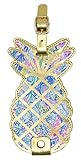 Lilly Pulitzer Pineapple Shaped Luggage Tag with Secure Strap, Durable Vegan Leather, Colorful Suitcase Identifier for Travel, Mermaids Cove
