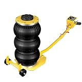 YELLOW JACKET Air Jack 3 Ton Triple Bag Air Jack with Six Steel Pipes, Portable Pneumatic Jack with Long Hand, 3-5 s Fast Lifting Airbag Jack for Cars, Garages, Repair, Yellow