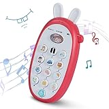 DEARPETS Baby Cell Phone Toy 6 to 12 Months,Sensory Learning Toy with 12 Functions,Baby Teething Toys for 1 Year Old Babies,Music and Lights Infant Toddler Gifts for Girl(Red)