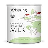 Solspring Organic A2 Dry Whole Milk, 15 Servings, 17.4 Oz. (495 g), Contains 26% Milk Fat, Gluten Free, Soy Free, Certified USDA Organic, Dr. Mercola