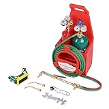 PERZOE Oxyacetylene Torch Kit, Portable Welding Cutting Torch Kit with Gauge, Long Pipe Brass Nozzle Welding Torch Kit for Welding, Bending and Cutting of Iron or Steel Red