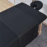 MRJ Soft 3 Piece Set Microfiber Massage Sheet Set,for Massage Tables,Includes Massage Flat Sheet,Massage Fitted Sheet and Face Rest Cover,Black