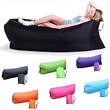 DERJLY Inflatable Lounger Air Sofa Hammock-Portable,Water Proof& Anti-Air Leaking Design-for Travelling,Outdoor, Camping, Hiking, Beach Parties, Picnic, Backyard, Lakeside (Black)