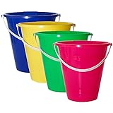 Holady 9 Inch Large Sand Beach Buckets Pail,Sand Bucket Water Bucket for Beach Fun Great Summer Party Accessory(4 Pack)