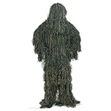 Meirui Medium Size Ghillie Suit with 3D Camo Forest Hunting Camouflage Tactical Bag