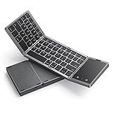 seenda Foldable Bluetooth Keyboard for Travel, Tri-Folding Wireless Portable Keyboard with Touchpad, Rechargeable Multi-Device Small Keyboard, for Laptop Tablet PC Smartphone Windows iOS Android