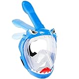 Zipoute Snorkel Full Face Snorkel Mask for Kids, Kids Snorkeling Set 180 Degree Panoramic View, Safe Anti-Leak Anti-Fog, Foldable Dry Top Snorkeling Gear for Kids Adult, Advanced Breathing System