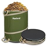 Rachmi 47 Gallon Collapsible Pop Up Trash Can 2-Pack with Hard Bottom | Reusable Outdoor Garden Waste Bag Yard Leaf Basket Recycle Bin for Party Camping | Large Toys Balls Storage Container, Green