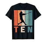 10th Birthday Retro Baseball Player Boys Kids 10 Years Old T-Shirt
