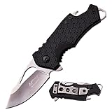 MTech USA – Spring Assisted Folding Knife – Mirror Polished Fine Edge Stainless Steel Blade with Black Nylon Fiber Handle, Bottle Opener, Pocket Clip, Tactical, EDC, Self Defense- MT-A882CH