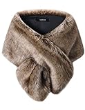 Caracilia Women Long Faux Fox Fur Shawl Bridal Stole Cover up Winter Soft Scarf changmaozong S CAFB3