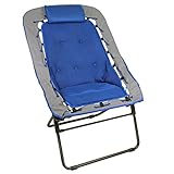 Zenithen Foldable Rectangular Air Mesh Indoor Outdoor Bungee Chair, Perfect for Dorm Rooms, Movie Nights, Bedrooms, Reading, Gaming, Journaling, Relaxing, Blue/Grey (Pack of 1)