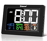 Geevon Color Display Digital Atomic Alarm Clock, Small Atomic Desk Clock with Backlight, Indoor Temperature and Humidity, Moon Phases, Date, and Time for Bedroom, Office