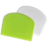 ALLTOP Bowl Spatula & Bench Scraper,Flexible Plastic Multipurpose Kitchen Pastry Cutter Tool,Food Scrappers for Bread Dough Baking Cake Fondant Icing,Set of 2 Pieces - White,Green