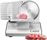 CukAid Electric Meat Slicer Machine for Home Use, 200W Deli Food Slicer,Meat Cutter Machine,Aluminum,Dishwasher Safe, Removable Blade & Food Carriage and Pusher, 7/8 Inch Adjustable Thickness