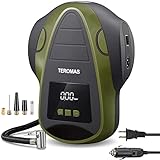 TEROMAS Tire Inflator Portable Air Compressor, 12V DC/110V AC Air Pump for Car Tires and Other Inflatables at Home, Digital Electric Tire Pump with Pressure Gauge(Green)
