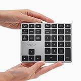 Macally Bluetooth Number Pad for Laptop - Slim Aluminum Design - Rechargeable Wireless Numeric Keypad - 35 Key Numpad Keyboard for Data Entry - for MacBook Pro/Air, iPad, iPhone, iOS, PC, Android