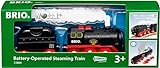 BRIO World 33884 Battery-Operated Steaming Train | Toy Train with Light and Steam Effects for Kids Age 3 and Up , Black