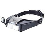 SE Illuminated Dual Lens Flip-In Head Magnifier, Head Magnifier, Tools for Repair & Precision Work, Adjustable Headlamp, 4.5X Loupe Magnifying, Black