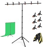 Forlogic T-Shape Backdrop Stand 8x5FT, Adjustable Background Stand Kit Sturdy Photo Backdrop Holder with 6 Spring Clamps & Carry Bag for Party, Photography (Green Screen not Included)