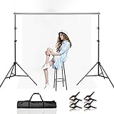 BEIYANG Backdrop Stand, 8.2 FT x 10 FT Adjustable Photography Background Support System Kit with Carrying Bag for Photo Video Studio