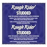 Rough Rider Studded + Brass Lunamax Pocket Case, Ribbed Textured Lubricated Latex Condoms-24 Count