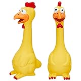 Hungdao 1 Pcs Horse Toys Latex Squeaky Squeeze Chicken Squeak Horse Turkey Balls for Play Fake Screaming Chicken Toys for Horses Soccer Ball for Reduce Separation Anxiety Noise Maker Squeaker(Yellow)