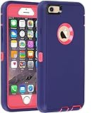 Compatible with iPhone 6/6s Case, 3 in 1 Built-in Screen Full Body Protector Phone Case, Shockproof TPU Hard PC Bumper Drop-Proof Shell for iPhone 6/6s 4.7' (Light Purple/Pink)