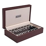 Silverman & Co. Double 6 Large Black Domino Set - Brown Case