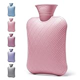 ANMIA Cozy Hot Water Bottle for Pain Relief, Period Cramps, Menstrual, Hot Water Bag for Sleeping Tummy, 2Liter, Eco Non Toxic (Rosa)