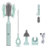 WHNL Electric Bottle Brush Set with Electric Baby Bottle Brush Cleaner, Nipple Brush,Straw Cleaner Brush,USB Rechargeable,BPA Free,Waterproof,Gift for New Moms,Blue