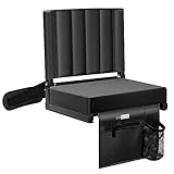 VIVOHOME Portable Stadium Seat for Bleachers with Back Support, Folding Bleacher Chair with Cup Holder and Shoulder Strap Black