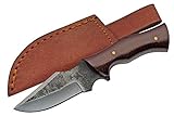 Sczo Supplies 6.25' Fixed Blade Full-Tang Carbon Steel Blacksmith Style Outdoor Hunting/Skinning Knife with Sheath, Brown