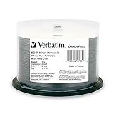 Verbatim BD-R 25GB 16X Blu-ray Recordable Media Disc DataLifePlus White Inkjet Hub Printable - 50pk Spindle - 97339