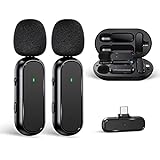 MIOGREN Wireless Lavalier Microphone for Type-C Phone with Charging Case Wireless Clip on Microphones Noise Reduction Plug-Play Wireless Microphones for Video Recording Vlog Interview