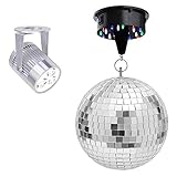 Yescom 12' Mirror Disco Ball w/ 6RPM Rotating Motor & 3W White LED Pinspot Spot Light Kit Home Party Club Lighting