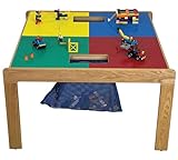 Fun Builder Table-Compatible with Lego® Brand Blocks-with Mesh Net-Made in The USA-Heavy Duty Series with Solid Hardwood Frame and Legs-32' x 32' Preassembled- Ages 5 and Older