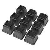 Whynonap Bed Risers 4 Inch Set of 9, Heavy Duty Bed Elevators Risers for Bed Frame 9 Pack Lifts Up 3000 lbs Sofa Table Furniture Riser, Black