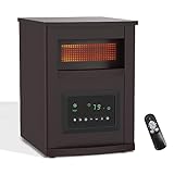 WEWARM Space Heaters for Indoor Use, 1500W Infrared Quartz Wood Cabinet Heater with Adjustable Thermostat, Child Lock, Tip-over, Overheat Protection Space Heater for Large Room, Espresso