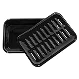 Certified Appliance Accessories SPL50008 Small 2-Piece Broiler Pan & Grill Set Porcelain-on-Steel 13'x8-3/4'x1-3/8' Broiler Pan for Oven, Black