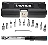 Vibrelli Bike Torque Wrench Set - 1/4 Inch Drive - 2 to 20nm, 0.1 Nm Micro - Essential MTB & Bicycle Torque Wrench Tools. Hex/Allen 2-10, Torx 10-30, 100mm Extension Socket, Storage Case